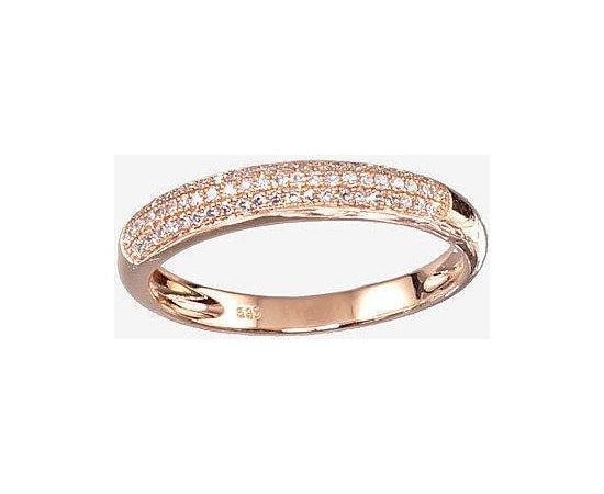 Золотое кольцо #1100121(AU-R)_DI, Красное золото	585°, Бриллианты (0,176Ct), Размер: 17, 2.19 гр.
