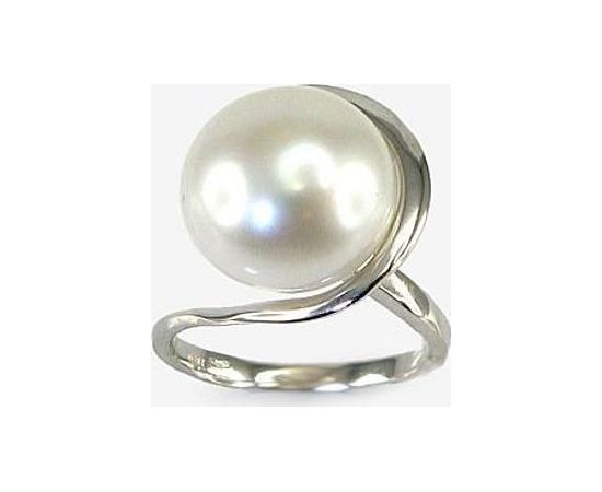 Золотое кольцо #1100057(AU-W)_PE, Белое золото	585°, Жемчуг , Размер: 17.5, 5.3 гр.
