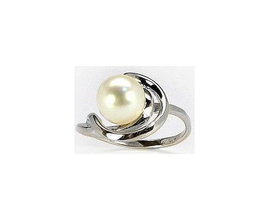 Zelta gredzens #1100047(AU-W)_PE, Baltais zelts	585°, Pērles , Izmērs: 18, 3.54 gr.