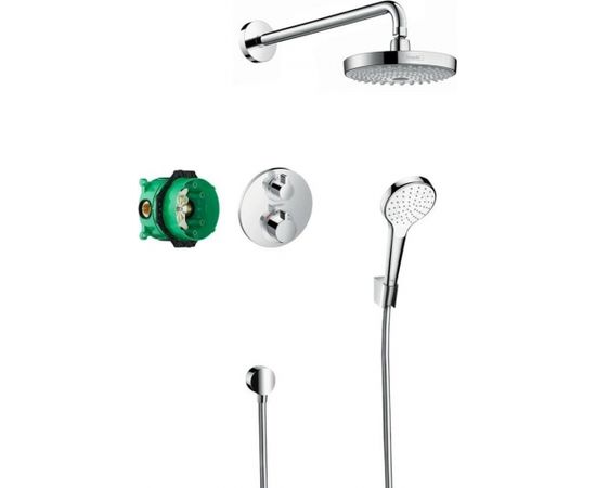 Hansgrohe Croma Select S/Ecostat S Showerset iebūvējams dušas termostata komplekts ar augšējo dušu un rokas dušas klausuli, hroms