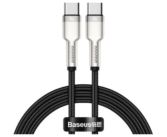 Кабель USB C - USB C, для передачи данных и зарядки до 100W, 1м, чёрный, Cafule Metal BASEUS