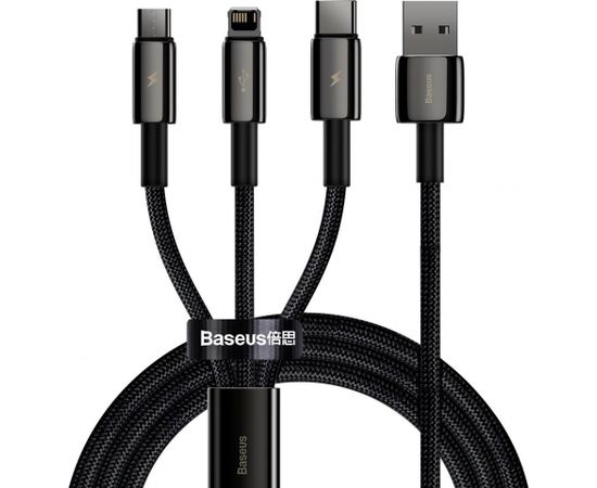 USB cable 3in1 Baseus Tungsten Gold, USB to micro USB / USB-C / Lightning, 3.5A, 1.5m (black)