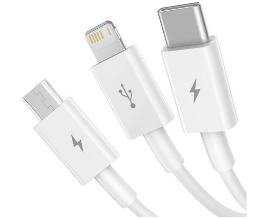 USB cable 3in1 Baseus Superior Series, USB to micro USB / USB-C / Lightning, 3.5A, 1.2m (white)