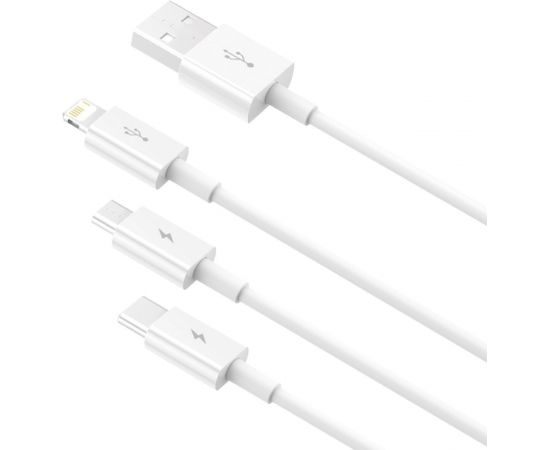 USB cable 3in1 Baseus Superior Series, USB to micro USB / USB-C / Lightning, 3.5A, 1.2m (white)