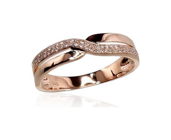 Золотое кольцо #1100293(Au-R)_DI, Красное Золото	585°, Бриллианты (0,117Ct), Размер: 18, 2.98 гр.