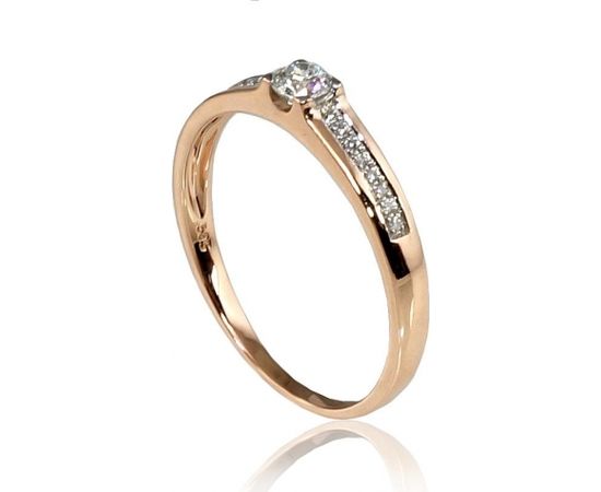 Золотое кольцо #1100190(Au-R+PRh-W)_DI, Красное Золото	585°, родий (покрытие) , Бриллианты (0,217Ct), Размер: 17, 1.74 гр.