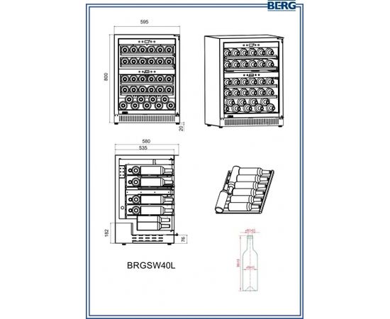 BERG BRGSW40L wine cooler Compressor wine cooler Undercounter Black 40 bottle(s)