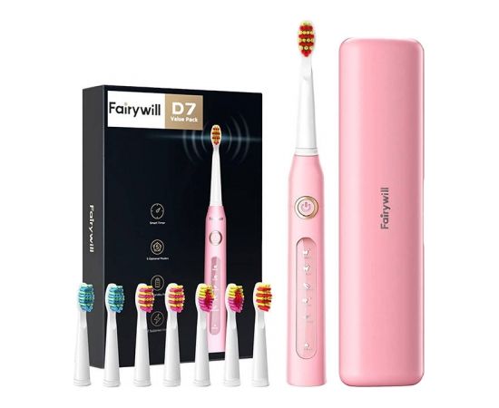 FairyWill Sonic toothbrush with head set and case FW-507 Plus (pink)