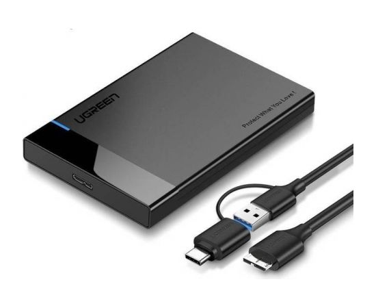 UGREEN US221 SATA External Drive Enclosure HDD 2,5", USB 3.0 + USB-C to micro USB 3.0 (black)