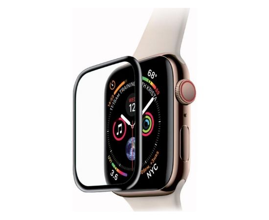 Fusion Nano 9H aizsargstikls pilnam ekrānam Apple Watch 4 / 5 44 mm melns