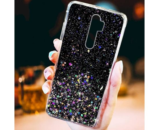 Fusion glue glitter silikona aizsargapvalks Apple iPhone 13 Pro melns