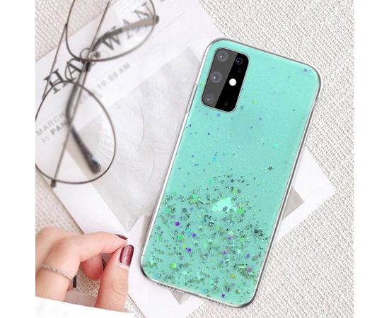 Fusion glue glitter silikona aizsargapvalks Apple iPhone 13 zaļš