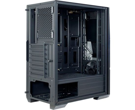 Inter-tech Chassis IT-3303 Hornet Gaming Tower, ATX, 1xUSB3.0, 2xUSB2.0, PSU optional, Window side panel, LED strips in the front , 120mm ARGB fan, Black