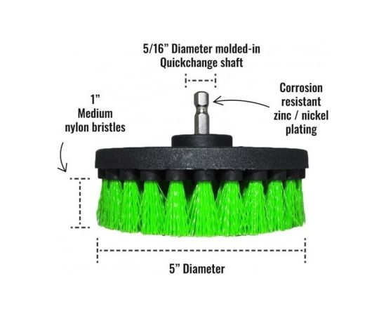 Профессиональная щетка Premium Drill Brush 3шт.- средний, зеленый, 13цм.