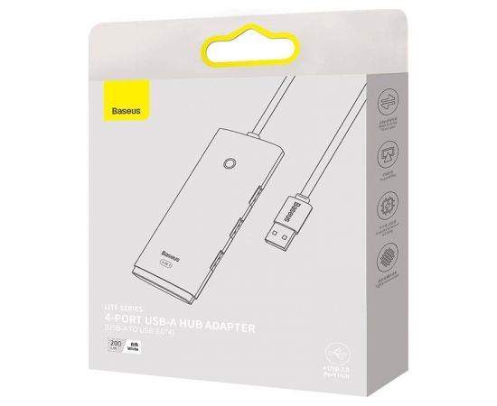 Baseus Lite Series Hub 4in1 USB to 4x USB 3.0, 2m (White)