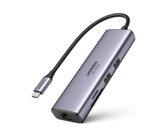 UGREEN CM512 6-in-1 Adapter USB-C to 2x USB + HDMI + USB-C + RJ45 + TF/SD (Grey)