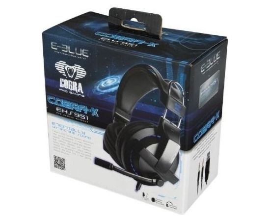 E-Blue Cobra X EHS951 Pro Gaming Spēļu Austiņas ar Mikrofonu / LED Apgaismojumu / 3.5mm / USB / Melnas