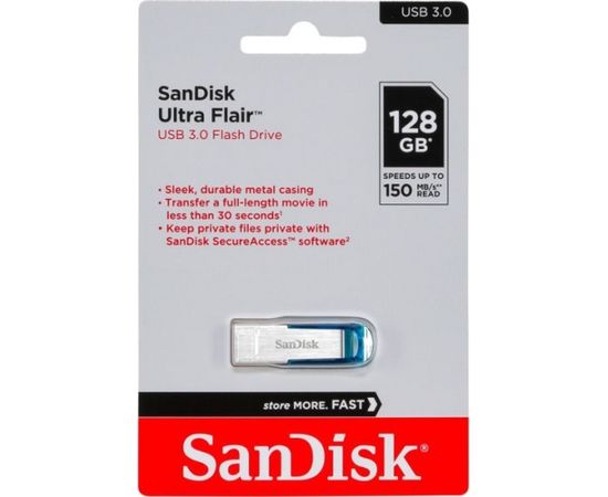 SanDisk Cruzer Ultra Flair 128GB USB 3.0 Blue    SDCZ73-128G-G46B