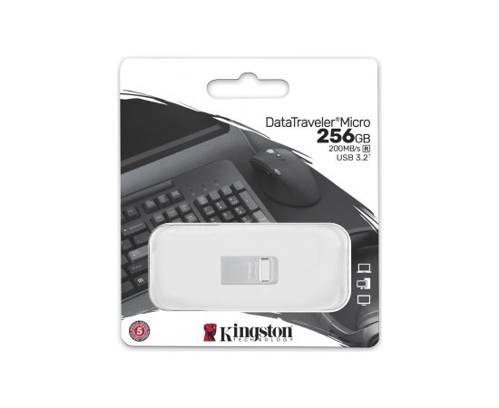 Kingston USB 3.2 Flash Drive  DataTraveler micro 256 GB, USB 3.2, Silver