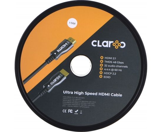 CLAROC HDMI CABLE FIBER OPTIC AOC, 2.1, 8K, 15M