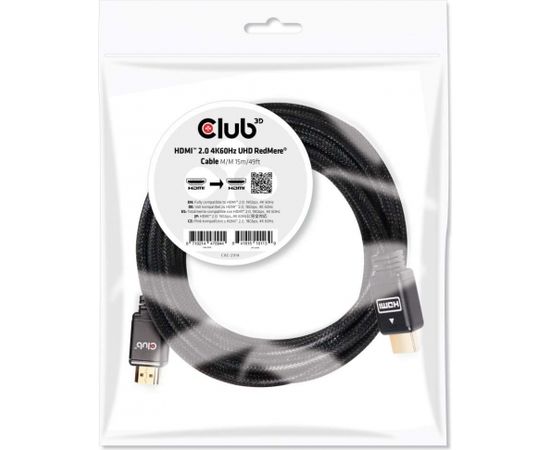 CLUB 3D HDMI 2.0 4K60Hz RedMere cable 15