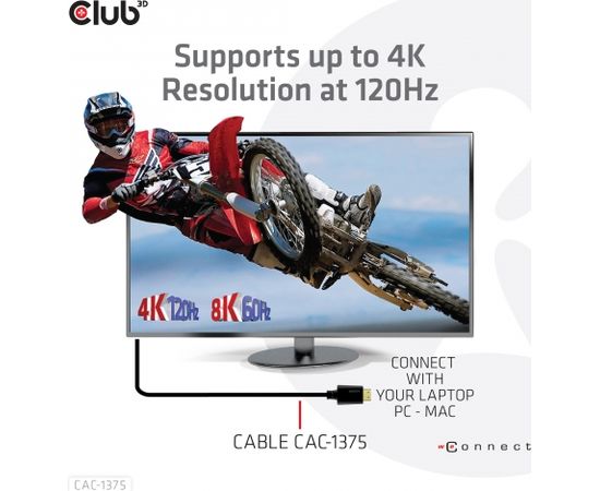 Club 3d CLUB3D Ultra High Speed HDMI™ Certified Cable 4K120Hz 8K60Hz 48Gbps M/M 5m/16.4ft