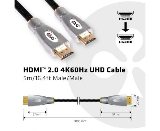 Club 3d CLUB3D HDMI 2.0 4K60Hz UHD Cable 5m/16.4ft