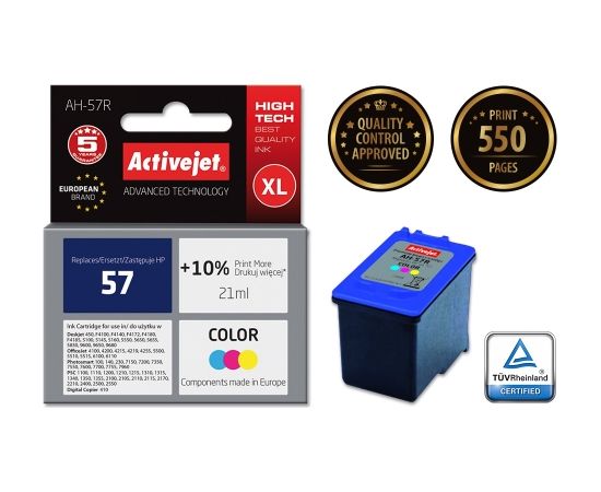 Activejet AH-57R ink for HP printer, HP 57 C6657A replacement; Premium; 21 ml; color