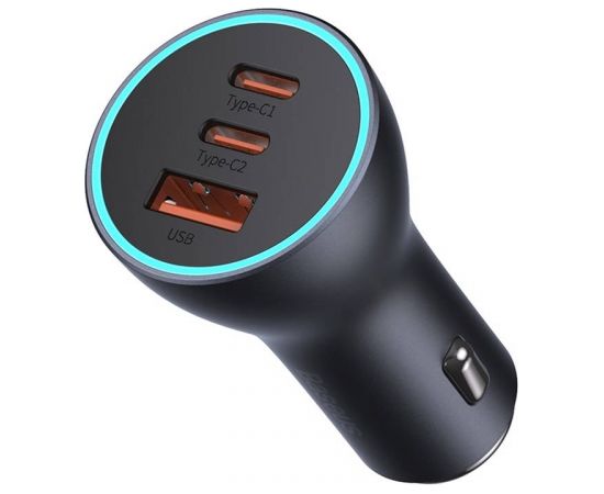 Baseus Golden Contactor Pro car charger, 2x USB-C, 1x USB, 65W (gray)