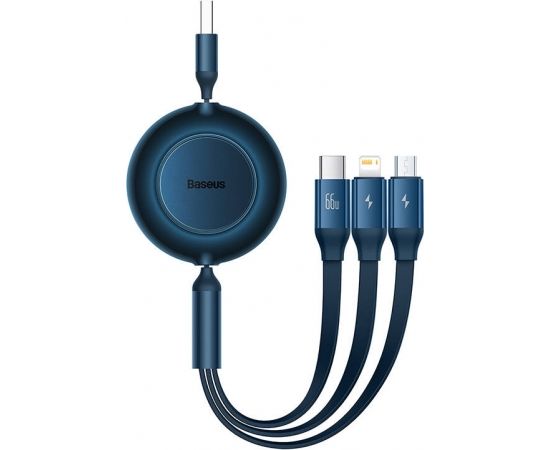 Baseus Bright Mirror 3, USB 3-in-1 cable for micro USB / USB-C / Lightning 66W / 2A 1.1m (Blue)