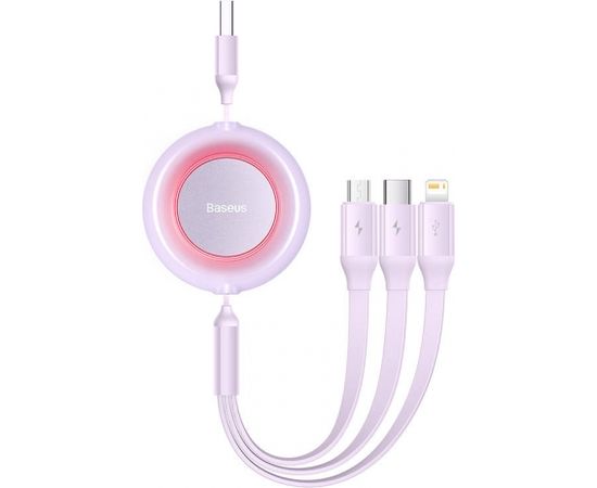 Baseus Bright Mirror 2, 3-in-1  USB 3-in-1 cable for micro USB / USB-C / Lightning 3.5A 1.1m (Purple)