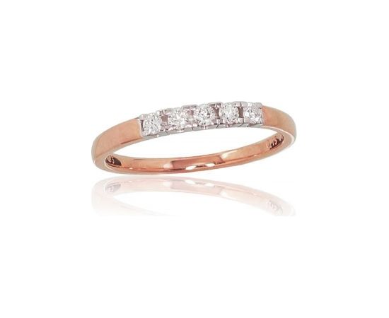 Золотое кольцо #1100790(Au-R+Au-W)_DI, Красное/Белое Золото	585°, Бриллианты (0,15Ct), Размер: 18.5, 1.67 гр.