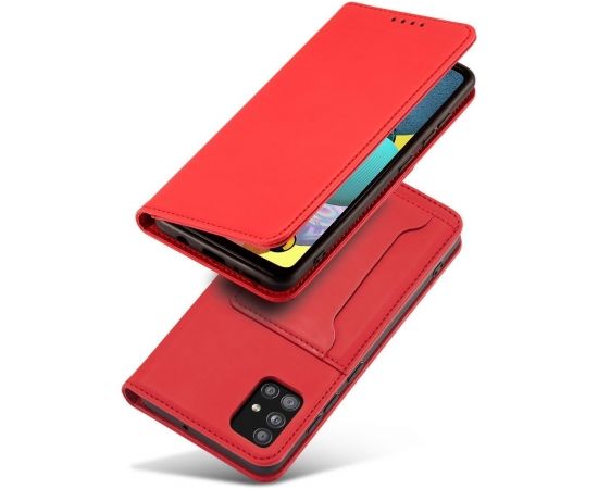 Fusion Magnet Card grāmatveida maks Samsung A136 Galaxy A13 5G / A04S sarkans