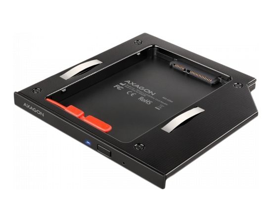 AXAGON RSS-CD09 2.5" SSD/HDD caddy into DVD slot, 9.5 mm, LED, ALU