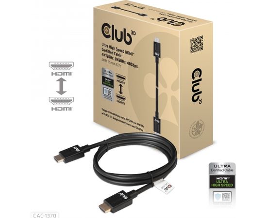 Club 3d CLUB3D Ultra High Speed HDMI 4K120Hz, 8K60Hz Certified Cable 48Gbps M/M 1.5 m/4.92 ft