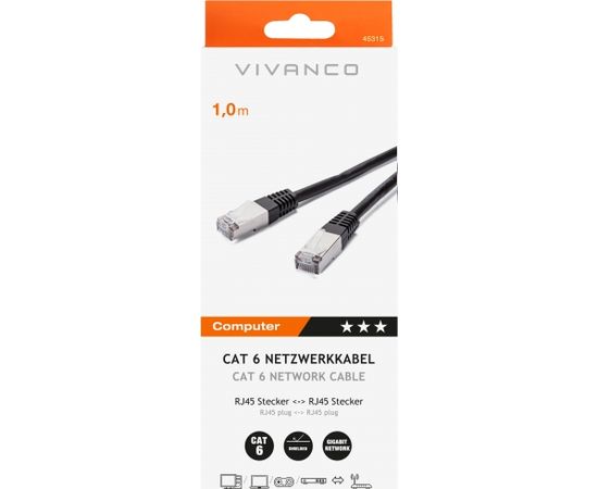 Vivanco сетевой кабель CAT 6 1 м, черный (45315)