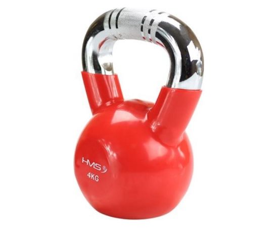 Kettlebell cast iron knurled chrome handle HMS KTC08 RED