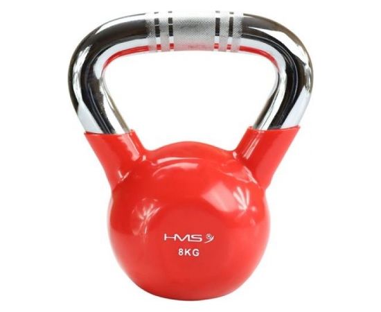 Kettlebell cast iron knurled chrome handle HMS KTC08 RED