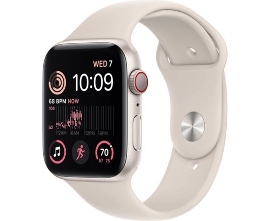 Apple Watch SE GPS + Cellular 44mm Starlight Aluminium Case with Starlight Sport Band - Regular