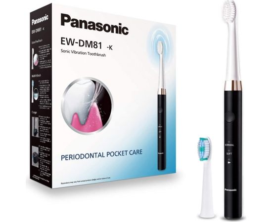 Panasonic Electric Toothbrush EW-DM81-K503 Rechargeable, For adults, Number of brush heads included 2, Number of teeth brushing modes 2, Sonic technology, White/Black