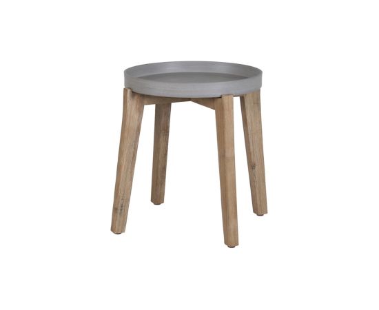 Papildu galds SANDSTONE D51xH45cm, galda virsma: kompozīt akmens, krāsa: brūnas kājas/ pelēka virsma, kājas: akācija
