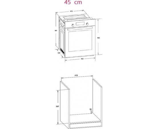 Simfer Oven 4207BERBB 47 L, White, Easy to clean, Pop-up knobs, Width 45 cm, Built in