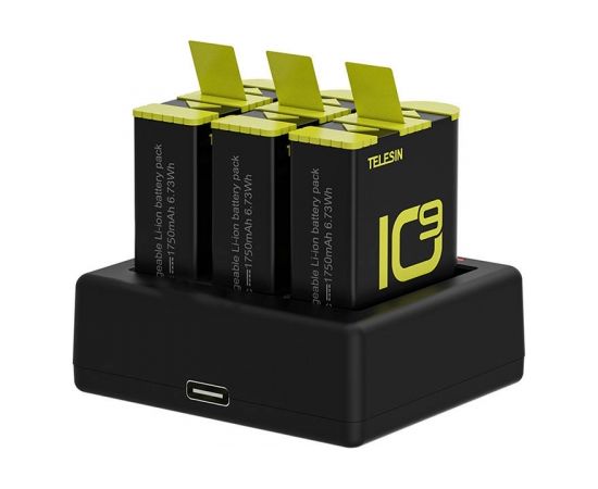 Telesin 3-slot charger for GoPro Hero 9 / Hero 10 + 2 batteries (GP-BTR-903-B)