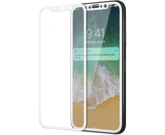 Fusion Full Glue 5D Tempered Glass Aizsargstikls Pilnam Ekrānam Apple iPhone X / XS / 11 Pro Balts