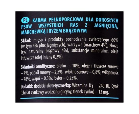 Dolina Noteci Piper with lamb, carrot and brown rice - Wet dog food 800 g