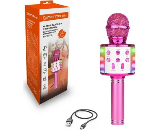 Karaoke microphone with speaker Manta MIC21PKL, pink