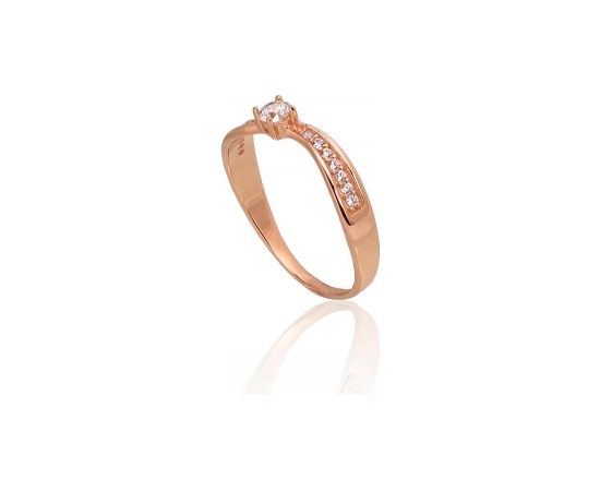 Золотое кольцо #1100891(Au-R)_CZ, Красное Золото	585°, Цирконы , Размер: 18, 1.38 гр.