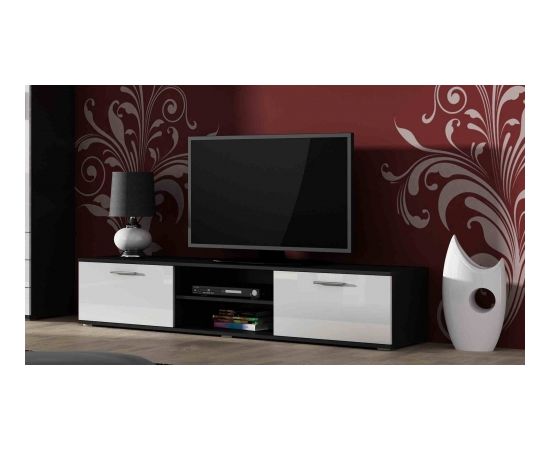 Cama Meble SOHO 4 set (RTV180 cabinet + 2x S1 cabinet + shelves) Black/White gloss