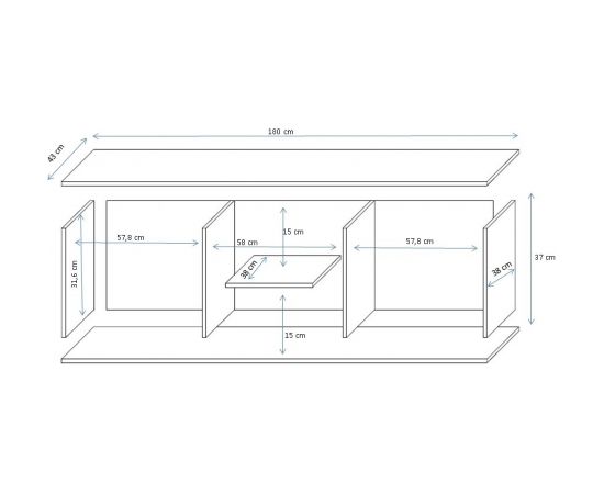 Cama Meble SOHO 4 set (RTV180 cabinet + 2x S1 cabinet + shelves) Black/White gloss