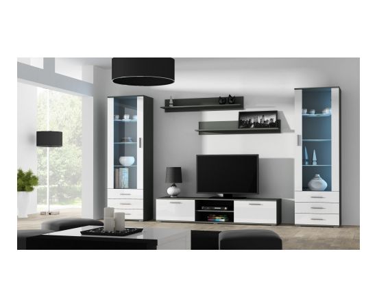 Cama Meble SOHO 4 set (RTV180 cabinet + 2x S1 cabinet + shelves) Grey/White glossy